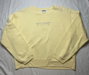 Vintage Gitano Butter Yellow Rockport Mass Crewneck Sweatshirt Size XL thumbnail 1