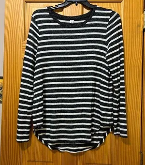 Striped Black and White Women's Top thumbnail 1