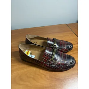 Patricia Nash Fia Loafers Leather Red Tartan Plaid Print Metal Horsebit Detail 7 thumbnail 3