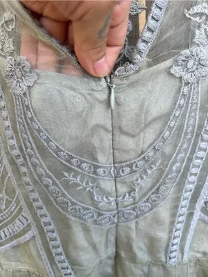 BHLDN Hitherto Anessa Dress Sage Green Silk Lace Dress thumbnail 5