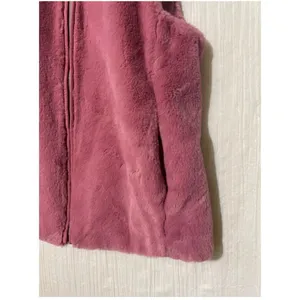 J.Crew Faux Fur Vest Women's Small Pink Full Zip Mock Neck Plush Fleece thumbnail 3