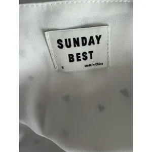 Aritzia Sunday Best Savoy Wrap Dress White Black Heart Print Ruffle Mini Size 6 thumbnail 6