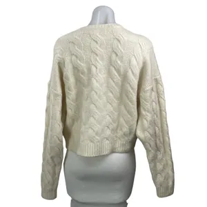 Joie Women's Cream Wool Cable Knit Long Sleeve Crew Neck Sweater Top Size M thumbnail 3