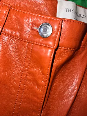 Wilfred The Melina High-Rise Faux Leather Straight Leg Jeans Rust Orange size 4 thumbnail 6