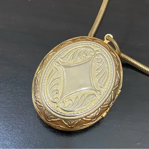 Vintage Flower Cameo Locket Pendant Gold-plated Round Snake Chain 24” Necklace thumbnail 14