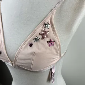 Victoria's Secret Pink Sequin Star Mesh Triangle Bralette Size S thumbnail 2
