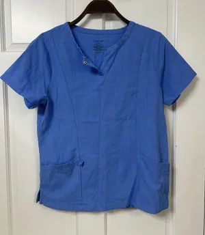 Cuddl Duds Women's Royal Blue Short Sleeve Scrub Top thumbnail 1