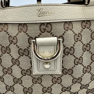 Gucci Beige/Cream GG Canvas And Leather Abbey D-Ring Tote thumbnail 4