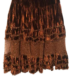 Cache Textured Sequin Bead Peek A Boo Lace Velvet Skirt Lined Beads New $168 NWT thumbnail 6