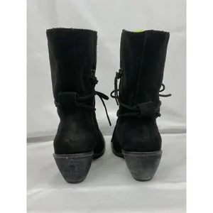 Latigo Portland Black Suede Lace Up Boots Side Zip Chunky Heel Boho Sz 7.5 thumbnail 5
