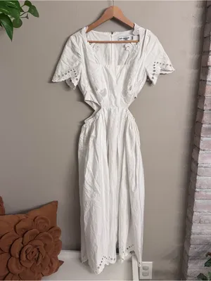 Self-Portrait Cutout Anglais Organic Cotton Poplin Midi Dress thumbnail 2