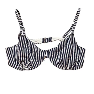 Abercrombie & Fitch Navy White Striped Underwire Bikini Top Anchor Charm Large thumbnail 4