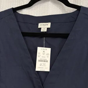 Jcrew Dress Size 12 Navy Blue Sleeveless Cotton Vneck Tie Waist NWT thumbnail 4
