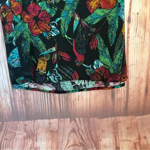 Mudd Y2K Pull On Flare Leg Boho Black Floral Red Tropical Blue Print Pants Sz M thumbnail 5