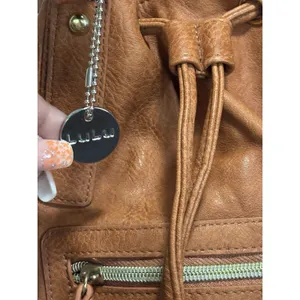 LuLu‎ Bucket Bag Orange Logo Double Handle Adj Strap Pockets thumbnail 3