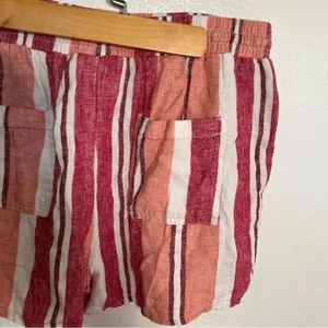 Universal Threads Women's Size Small Shorts White Red Peach Stripes Pockets Linen thumbnail 10
