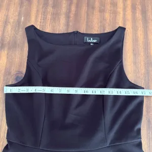 Lulus Black Sleeveless Skater Dress Boatneck Fit Flare Womens Large w pockets‎ thumbnail 9