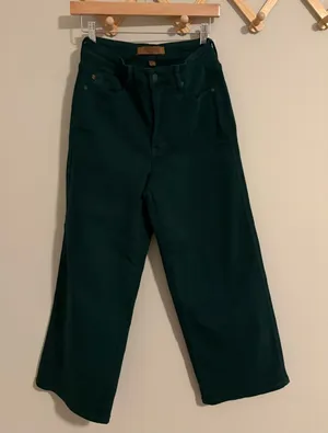Judy Blue Dark Green Wide Leg Crop Jeans size 27 thumbnail 1