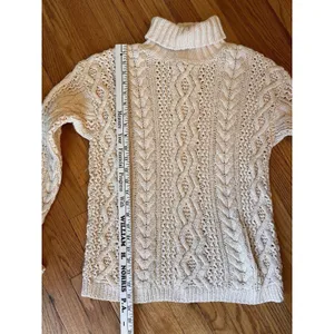 Vintage Yorkshire Knitting Co Ivory Turtle Neck Column‎ Sweater Adult Size M thumbnail 3