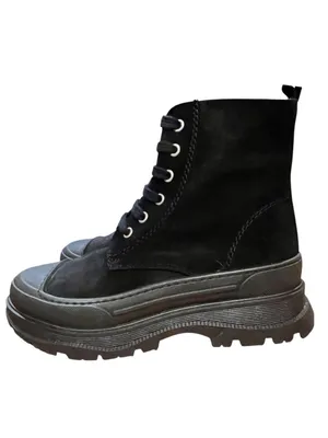 HEE Black Suede Lace-Up Combat Boots Leather Lug Sole Made in Spain NIB EU 37 thumbnail 2
