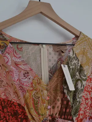 Kachel x Anthropologie Puff Sleeve Patchwork Paisley Midi Dress Size 6 NWT thumbnail 4
