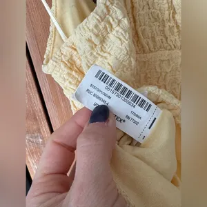Zara tie front babydoll tank top bows butter yellow spaghetti straps cropped thumbnail 7