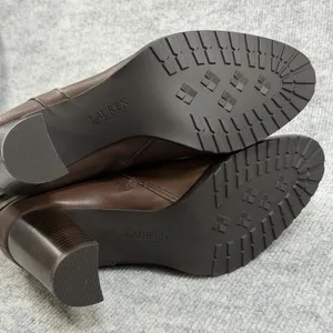 Lauren Ralph Lauren Size-US 9B Women Collins Block Heel Bootie Brown Leather thumbnail 7