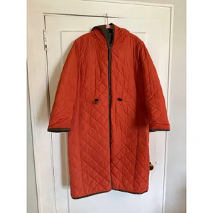 Universal Standard Reversible‎ Quilted Long Coat Brown Orange Hooded Parka Small thumbnail 2