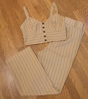 Pinstripe pants and crop top matching set two piece pant set size M thumbnail 2