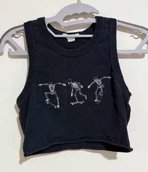 Cropped Tank Top Black Size XS thumbnail 1