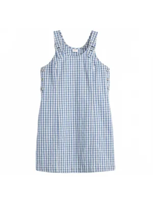 Levi's Aly Sleeveless Jumper Mini Denim Dress Blue White Check Gingham NWT Large thumbnail 5