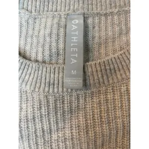 Athleta Sweater Womens Medium Wool Blend Gray Rib Knit Crew Neck Pullover thumbnail 5