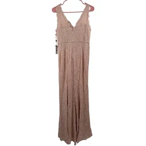 Adrianna Papell Dress Women’s Size 4 NWT Lace Maxi Gown Pink Wedding Bridesmaid thumbnail 3