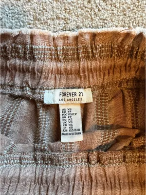 Forever 21 Beige/Brown Elastic Waist Striped Shorts thumbnail 4