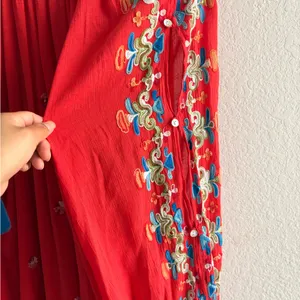 Fig & Flower Anthropologie Red Boho Embroidered Floral Peasant Blouse Womens 2X thumbnail 5