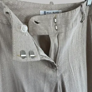Bill Blass Vintage Womens Beige Gold Metallic Herringbone Wide Leg Dress Pants 6 thumbnail 5