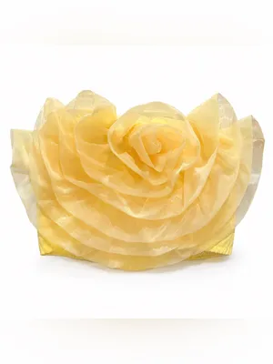 Boutique Yellow 3D Floral Organza Bandeau Crop Top NWOT Size M thumbnail 2