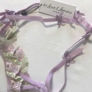 For Love & Lemons Garter Belt Womens Floral Embroidered Lace Purple NWT XXS thumbnail 3