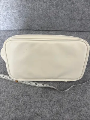 C Cream Leatherette Wristlet Cosmetic Pouch with Gold C Accent thumbnail 6