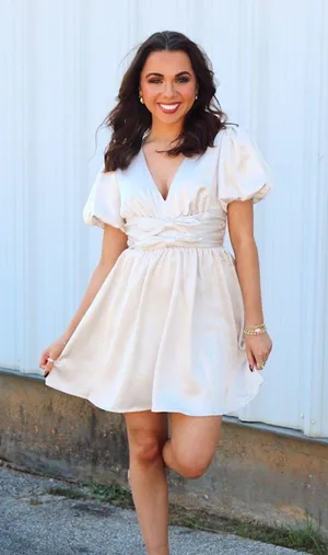 Champagne Satin Mini Dress Size Small NWT thumbnail 1