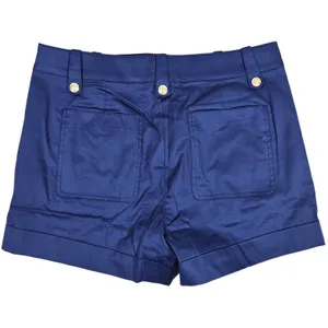 J Crew High Rise Cuffed Shorts Navy Blue Cotton Blend Size 4 Gold Button‎ Detail thumbnail 2