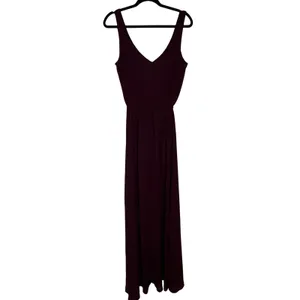 Show Me Your Mumu Kendall Maxi Dress Maroon Wine V-Back Chiffon Wedding Guest SM thumbnail 4