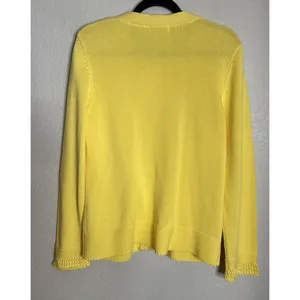 Orvis Womens‎ Medium Yellow Button Front Cardigan Sweater Knit Preppy Career thumbnail 2