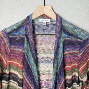John Paul Richard Asymmetrical Open Cardigan Sweater Mullticolor Women's size M thumbnail 3