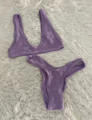 Bond-Eye Lavender Floral Scout Bikini Top & Scene Bikini Bottoms Set One Sz NWOT thumbnail 1