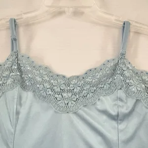 Petite Sophisticate Women’s blue Lace Sequined Satin Beaded Cami Vintage‎ Large thumbnail 3