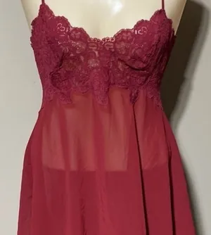 Victoria's Secret Deep Red Lace Chemise thumbnail 1