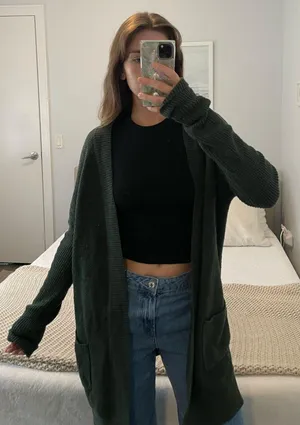 Long Knit Green Cardigan thumbnail 2