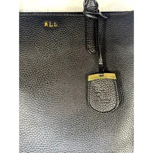 Lauren Ralph Lauren Andover Black Pebbled Tote Satchel Crossbody Bag Gold RLL thumbnail 11