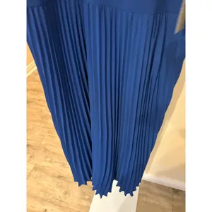 Maggy London Royal Blue Halter Pleated Midi Dress Tie Neck Sleeveless thumbnail 5